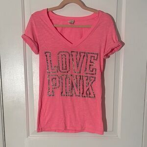 PINK Victoria's Secret Love Pink Tee - Bright Pink